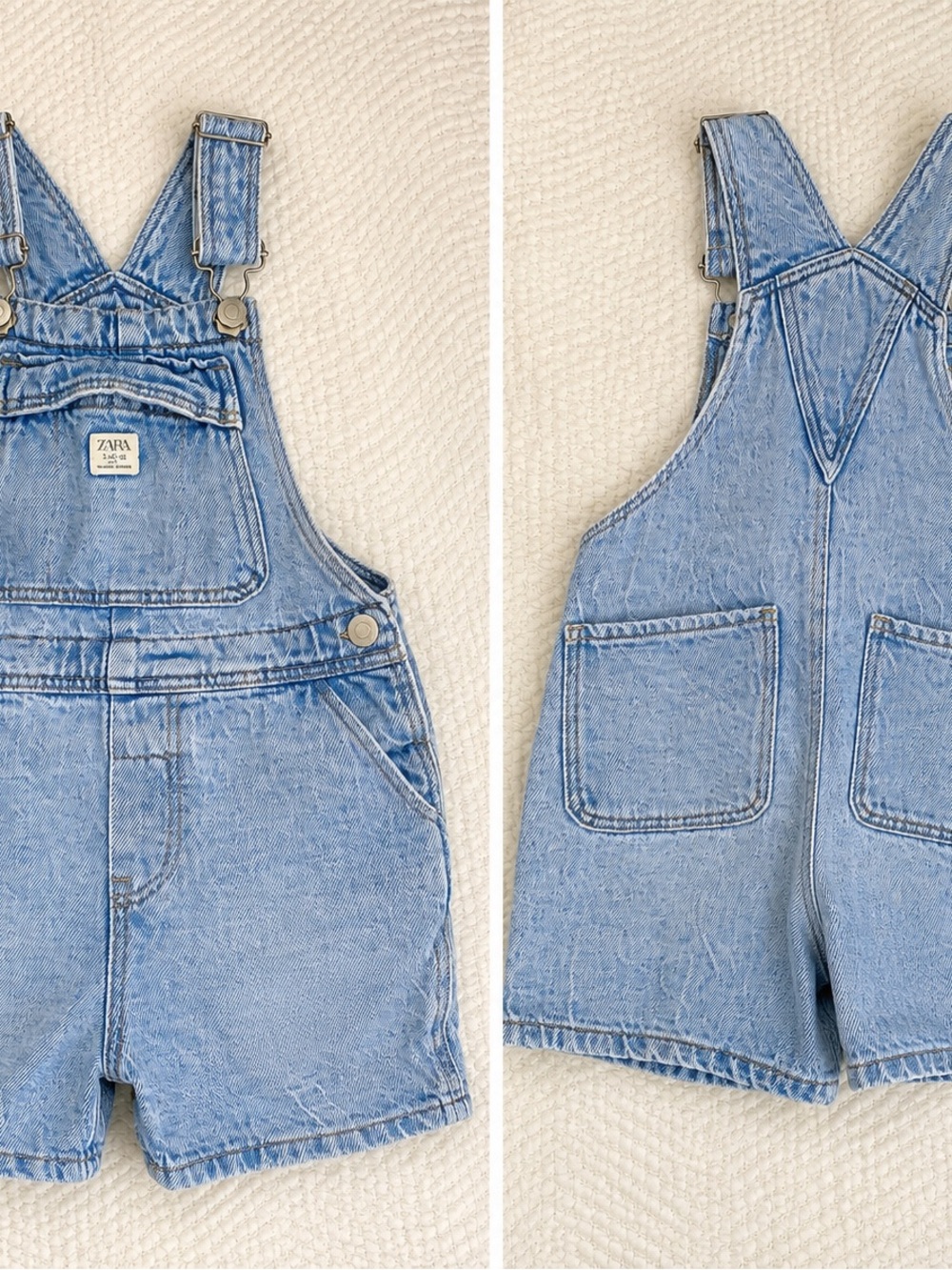ZARA Light Blue Denim Kids Short Overalls